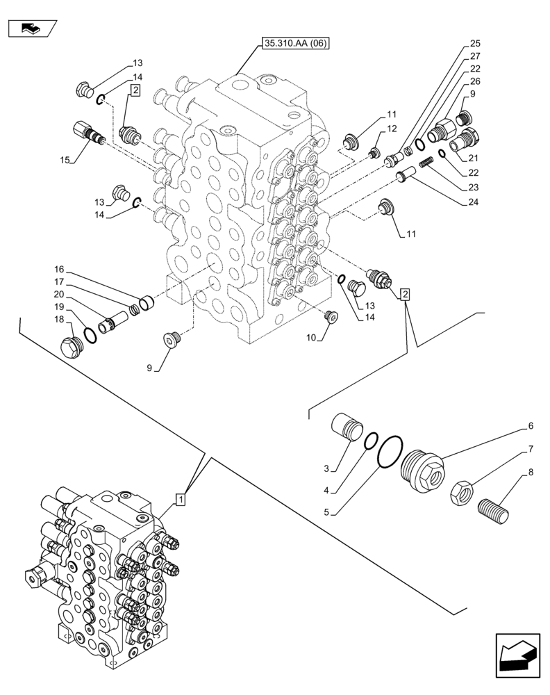 Схема запчастей Case CX75C SR - (35.310.AA[23]) - VAR - 461025 - CONTROL VALVE (35) - HYDRAULIC SYSTEMS