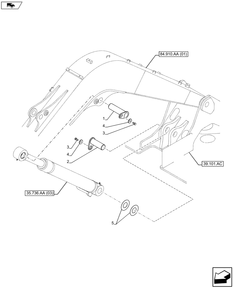 Схема запчастей Case CX75C SR - (84.910.AC[07]) - VAR - 481858, 461025 - PIN (84) - BOOMS, DIPPERS & BUCKETS