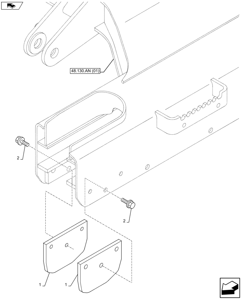 Схема запчастей Case CX80C - (48.130.AW) - GUARD (48) - TRACKS & TRACK SUSPENSION