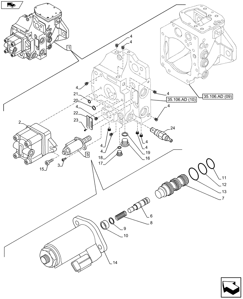 Схема запчастей Case CX75C SR - (35.106.AD[08]) - PUMP (35) - HYDRAULIC SYSTEMS