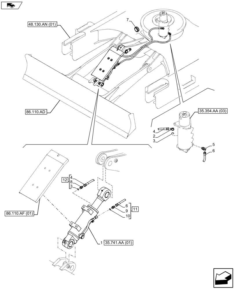 Схема запчастей Case CX75C SR - (35.741.AJ[01]) - DOZER BLADE CYLINDER LINE (35) - HYDRAULIC SYSTEMS