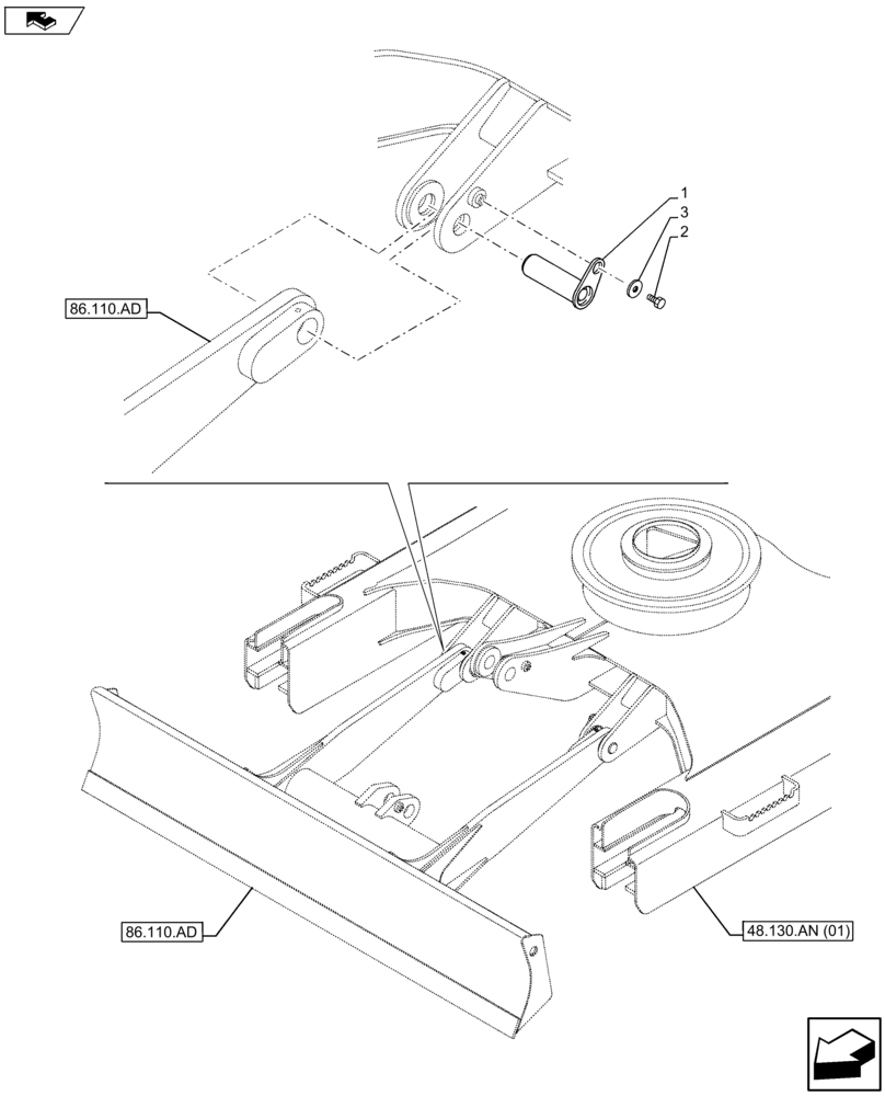 Схема запчастей Case CX75C SR - (86.110.AE) - DOZER BLADE PIN (86) - DOZER