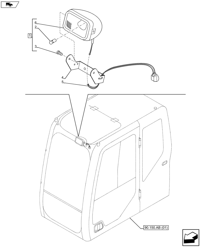 Схема запчастей Case CX75C SR - (55.404.BS[01]) - WORK LIGHT (55) - ELECTRICAL SYSTEMS