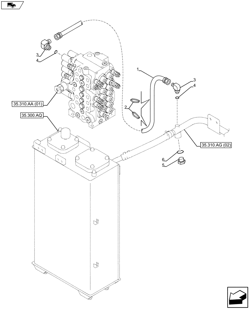 Схема запчастей Case CX75C SR - (35.310.AG[04]) - VAR - 461873 - OIL RETURN LINE (35) - HYDRAULIC SYSTEMS