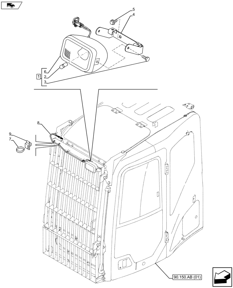 Схема запчастей Case CX80C - (55.404.BS[02]) - WORK LIGHT (55) - ELECTRICAL SYSTEMS