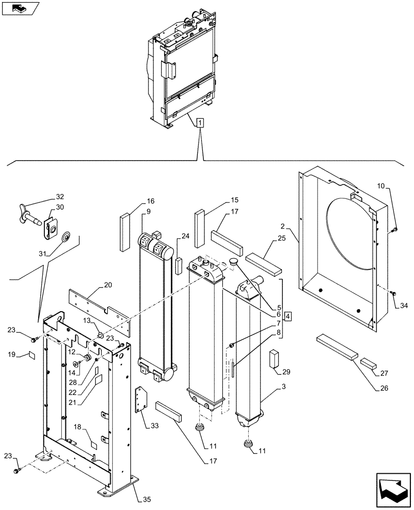 Схема запчастей Case CX75C SR - (10.400.BE) - RADIATOR (10) - ENGINE