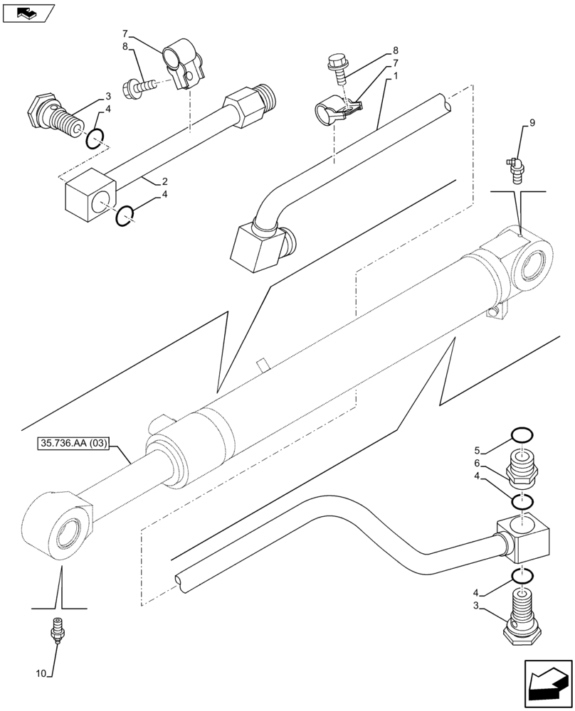 Схема запчастей Case CX75C SR - (35.736.AC[06]) - VAR - 481858, 461025 - BOOM CYLINDER LINE (35) - HYDRAULIC SYSTEMS