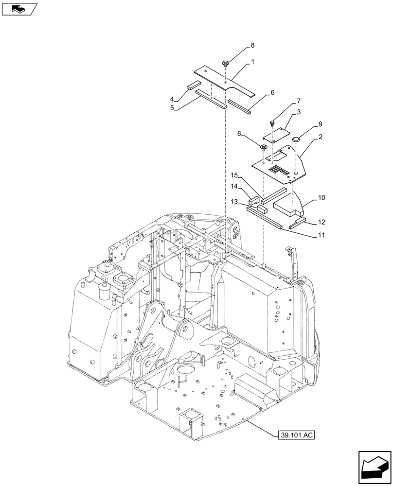 Схема запчастей Case CX75C SR - (90.100.BF) - RADIATOR UPPER HOOD (90) - PLATFORM, CAB, BODYWORK AND DECALS