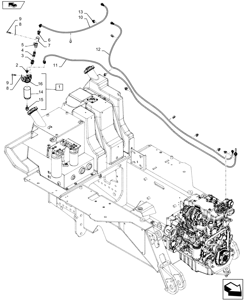 Схема запчастей Case 850M LT - (10.210.AF[01]) - FUEL LINE & TANK (10) - ENGINE