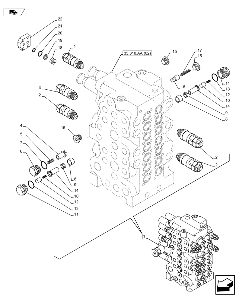 Схема запчастей Case CX75C SR - (35.310.AA [09]) - VAR - 461025 - CONTROL VALVE (35) - HYDRAULIC SYSTEMS