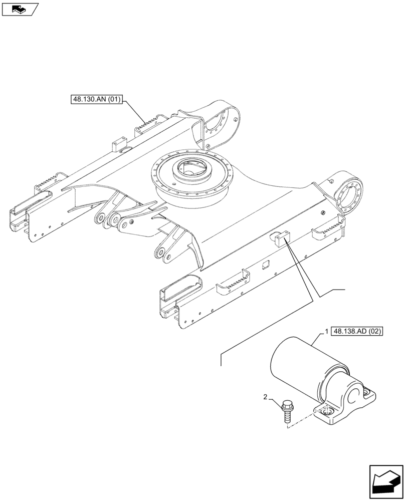 Схема запчастей Case CX75C SR - (48.138.AD[01]) - TRACK SUPPORT ROLLER (48) - TRACKS & TRACK SUSPENSION