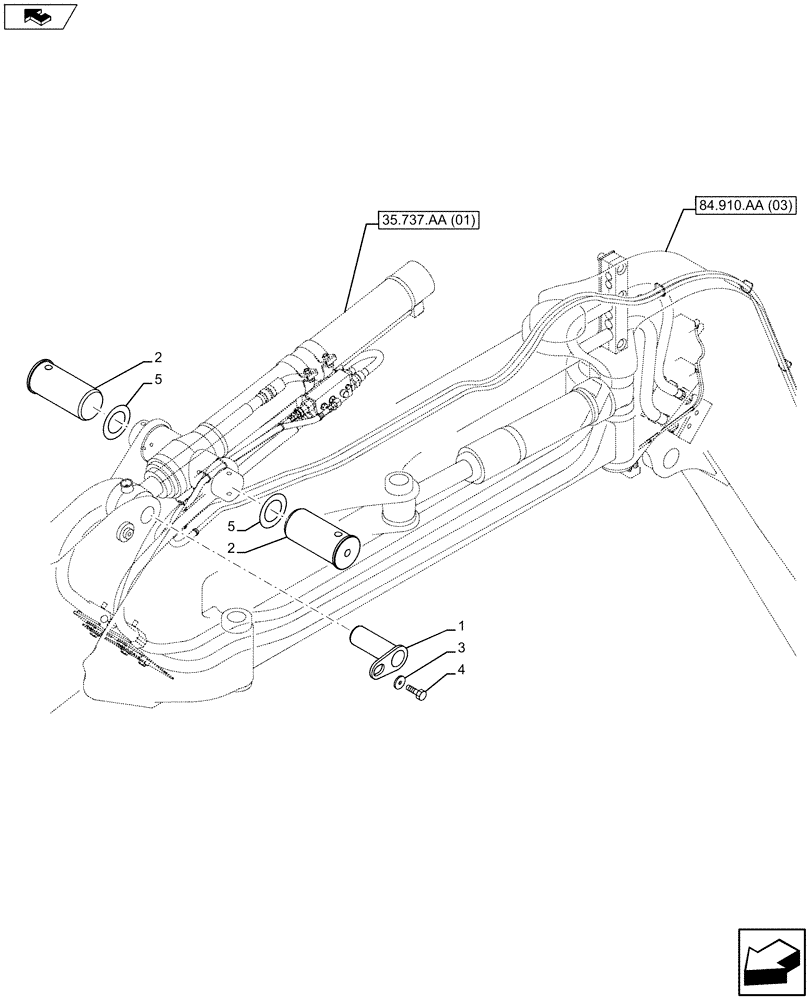 Схема запчастей Case CX75C SR - (84.910.AC[09]) - VAR - 461025, 481064 - PIN (84) - BOOMS, DIPPERS & BUCKETS