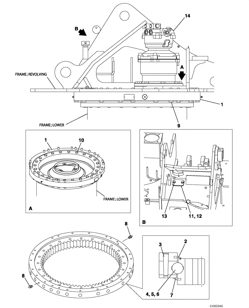 Схема запчастей Case CX80 - (09-01) - TURNTABLE BEARING (09) - CHASSIS/ATTACHMENTS