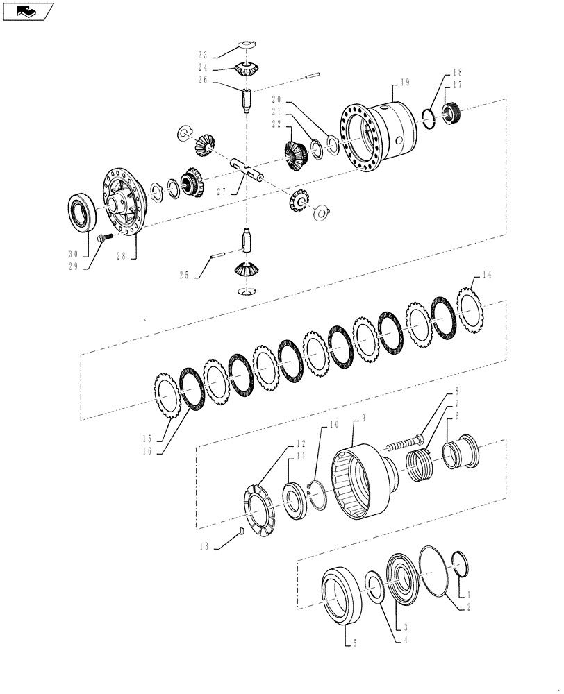 Схема запчастей Case 921F - (25.106.02[03]) - FRONT AXLE DIFFERENTIAL - LOCKING 821/921 (25) - FRONT AXLE SYSTEM