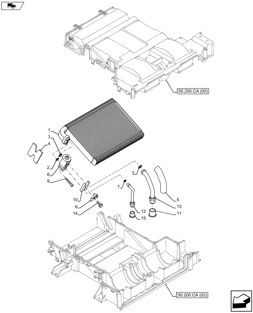 Схема запчастей Case CX80C - (50.200.CD) - COOLER (50) - CAB CLIMATE CONTROL