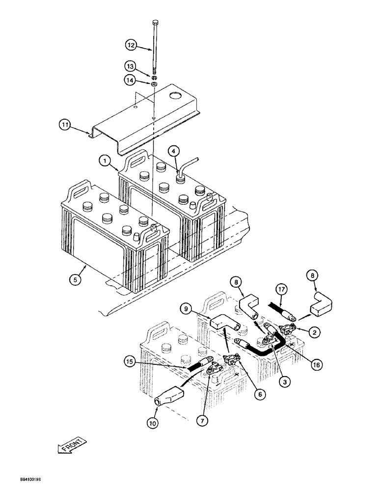 Схема запчастей Case 9030B - (4-20) - BATTERIES AND MOUNTING (04) - ELECTRICAL SYSTEMS