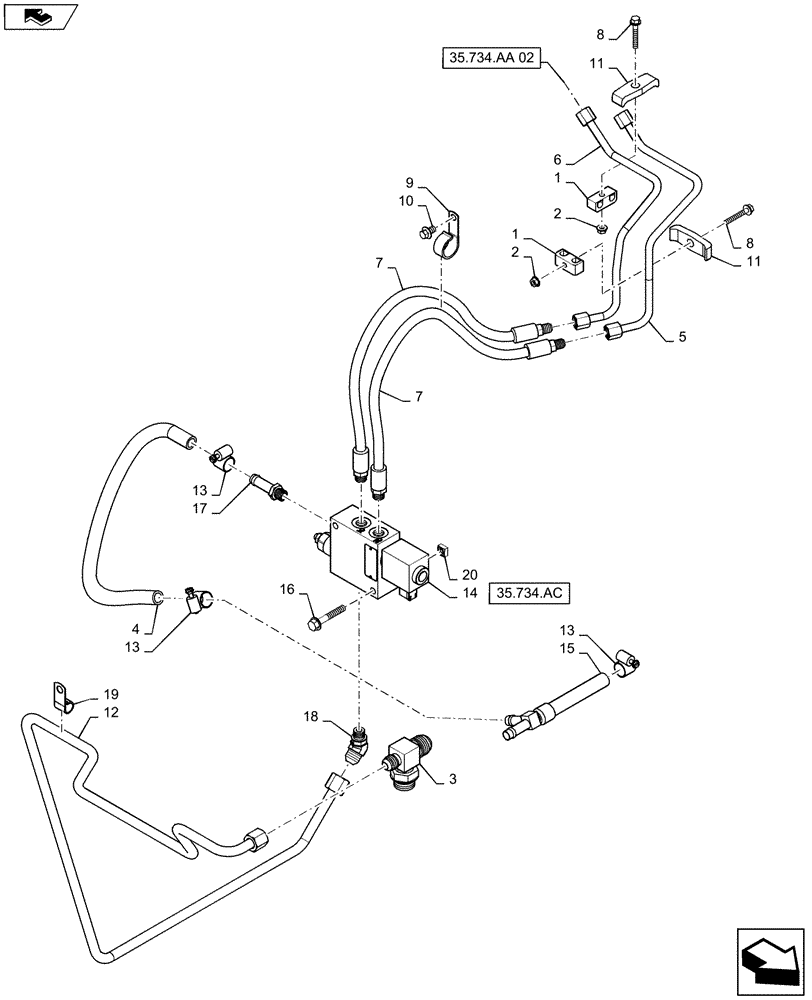 Схема запчастей Case SV185 - (35.734.AA[01]) - HYDRAULIC COUPLER CHASSIS PLUMBING (35) - HYDRAULIC SYSTEMS