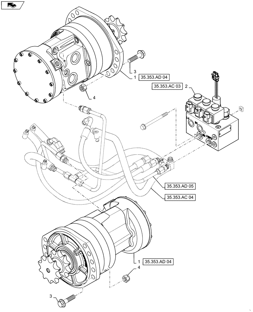 Схема запчастей Case SR175 - (35.353.AD[06]) - TRAVEL SPEED, E-H (35) - HYDRAULIC SYSTEMS