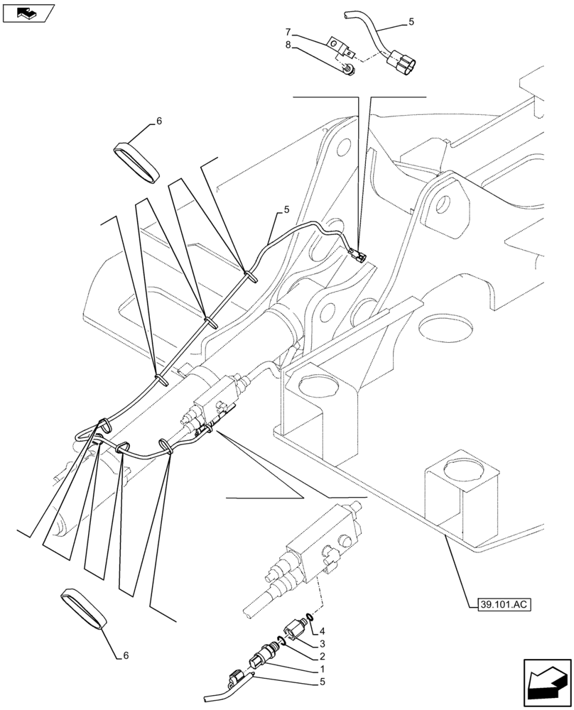 Схема запчастей Case CX75C SR - (55.425.AC) - VAR - 461559, 481064 - BOOM PRESSURE SENSORS (55) - ELECTRICAL SYSTEMS