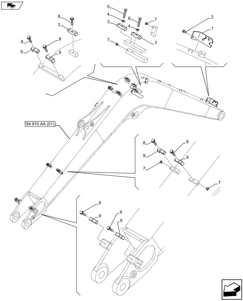 Схема запчастей Case CX75C SR - (35.736.AC[13]) - VAR - 461559, 481064 - BOOM CYLINDER LINE (35) - HYDRAULIC SYSTEMS