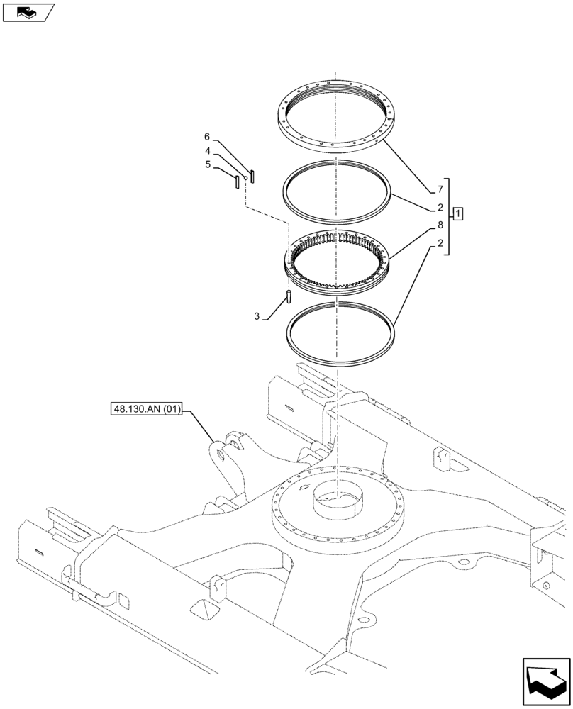 Схема запчастей Case CX80C - (39.103.AD) - SWING BEARING (39) - FRAMES AND BALLASTING