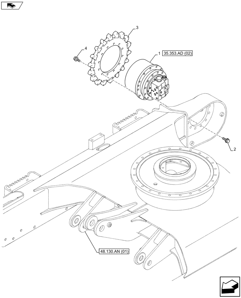 Схема запчастей Case CX80C - (35.353.AD[01]) - TRAVEL MOTOR (35) - HYDRAULIC SYSTEMS