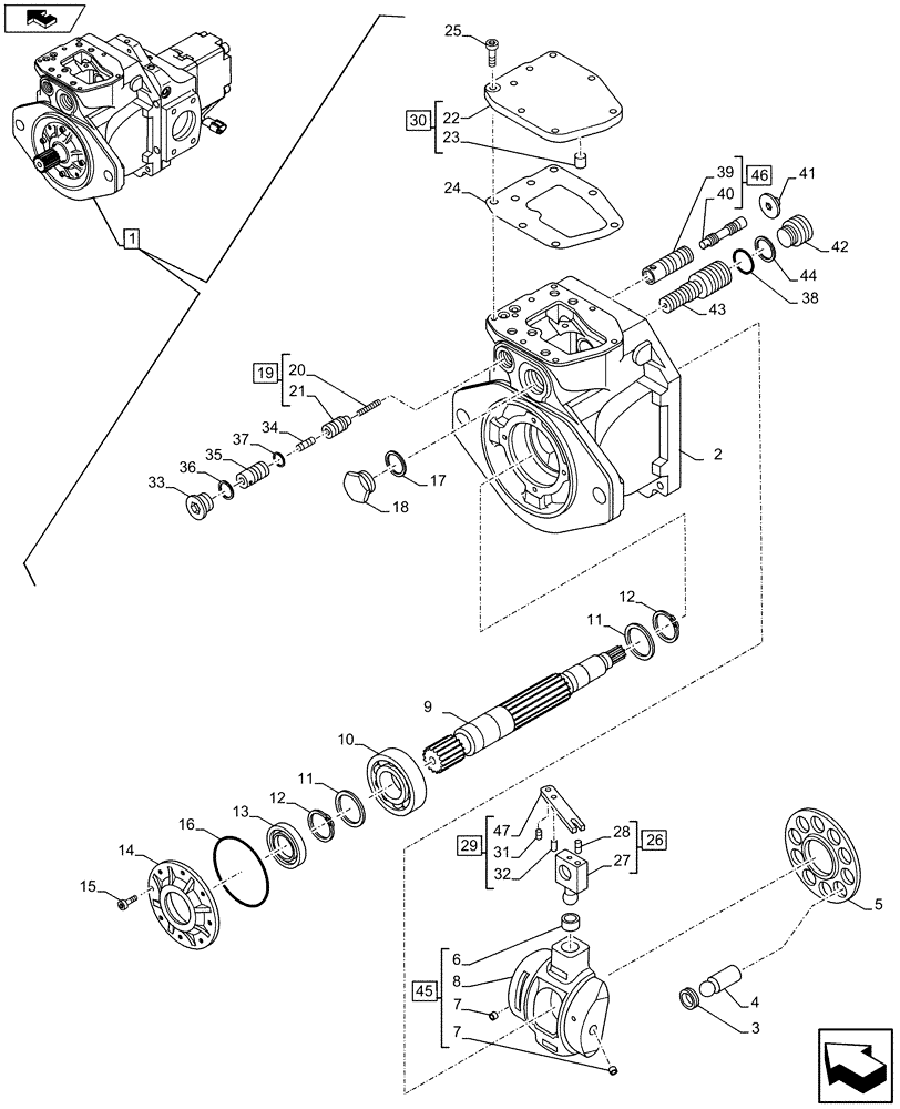 Схема запчастей Case CX75C SR - (35.106.AD [09]) - PUMP (35) - HYDRAULIC SYSTEMS