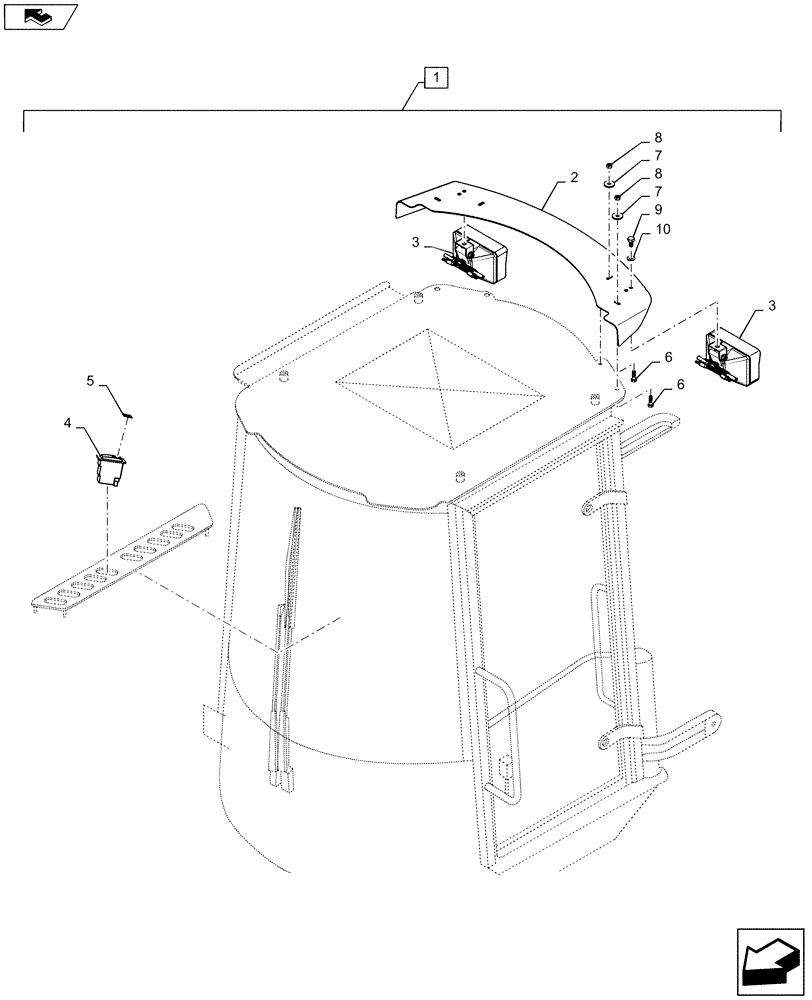 Схема запчастей Case 221E - (88.055.01) - DIA KIT, WORKING LIGHTS REAR MOUNTED, CASE Attachments