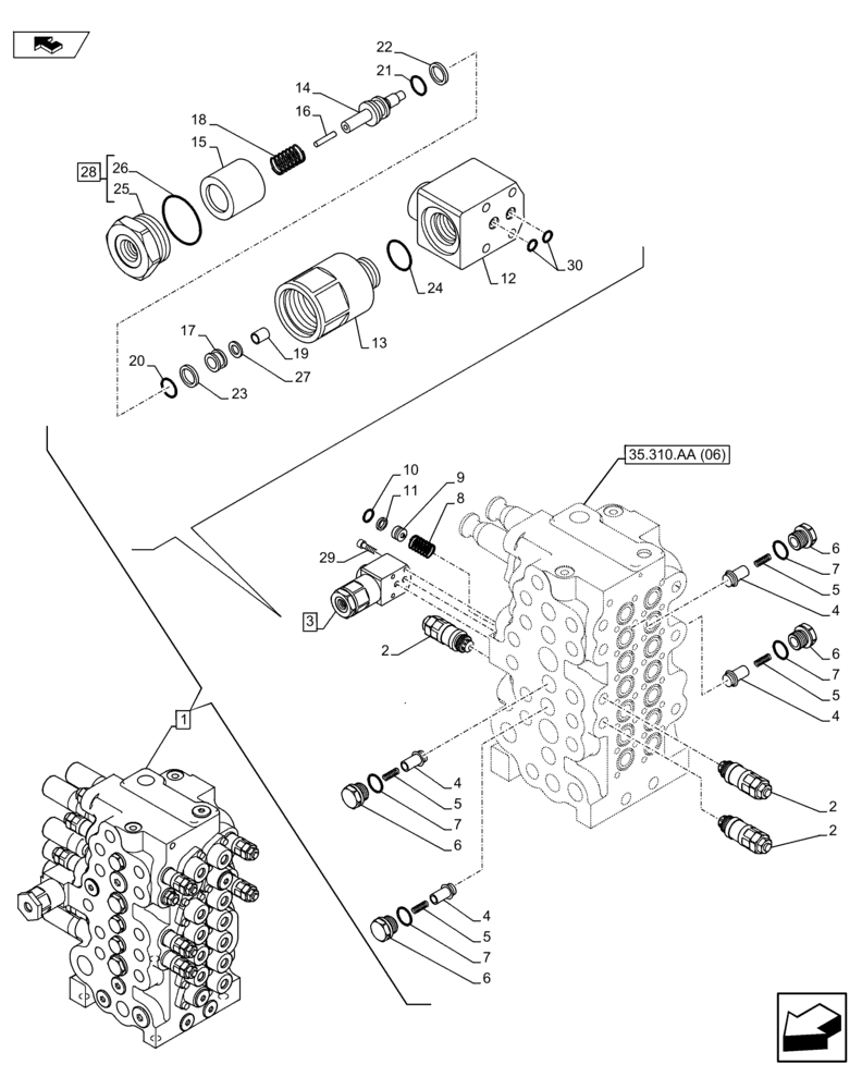 Схема запчастей Case CX75C SR - (35.310.AA[22]) - VAR - 461025 - CONTROL VALVE (35) - HYDRAULIC SYSTEMS