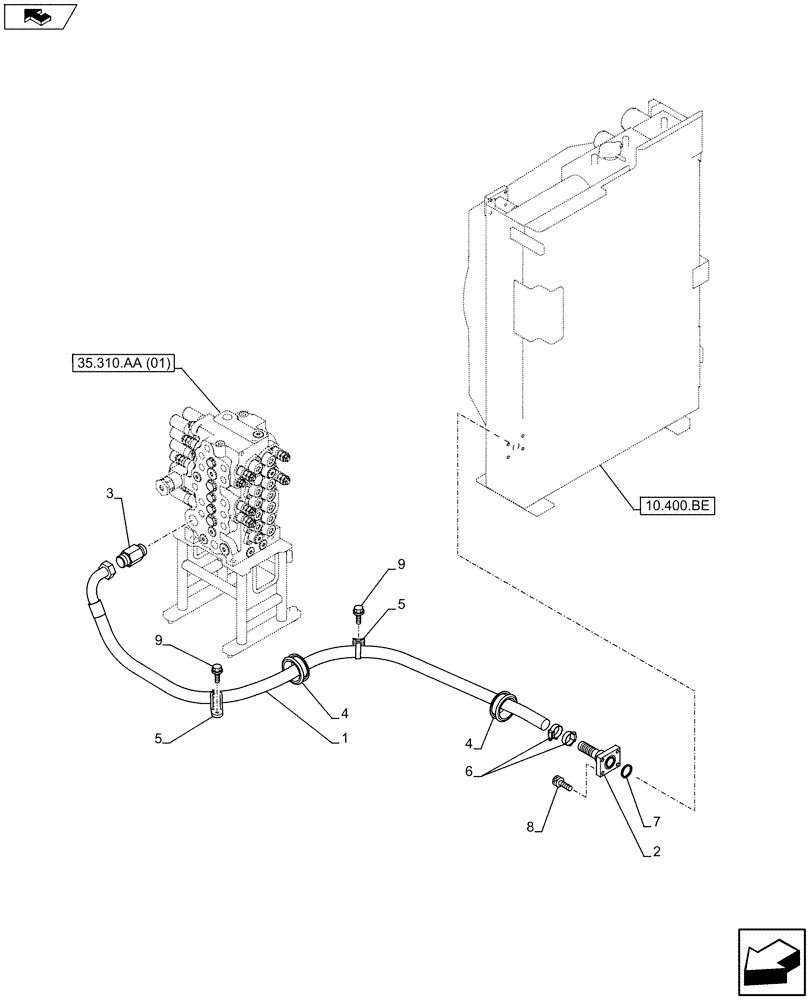 Схема запчастей Case CX75C SR - (35.310.AG[03]) - OIL RETURN LINE (35) - HYDRAULIC SYSTEMS