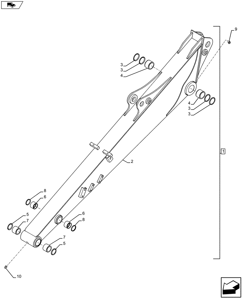 Схема запчастей Case CX75C SR - (84.912.AA[02]) - VAR - 481265 - DIPPER (L= 219 MM) (84) - BOOMS, DIPPERS & BUCKETS