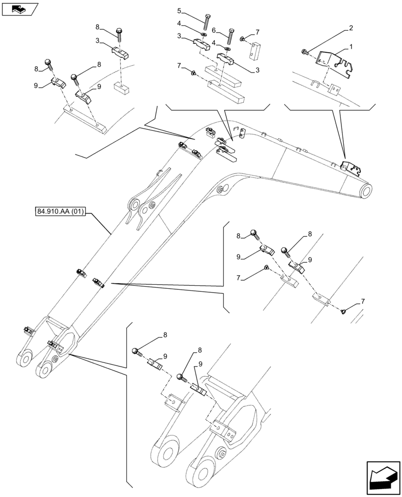 Схема запчастей Case CX75C SR - (35.736.AC[09]) - VAR - 461559, 481064 - BOOM CYLINDER LINE (35) - HYDRAULIC SYSTEMS