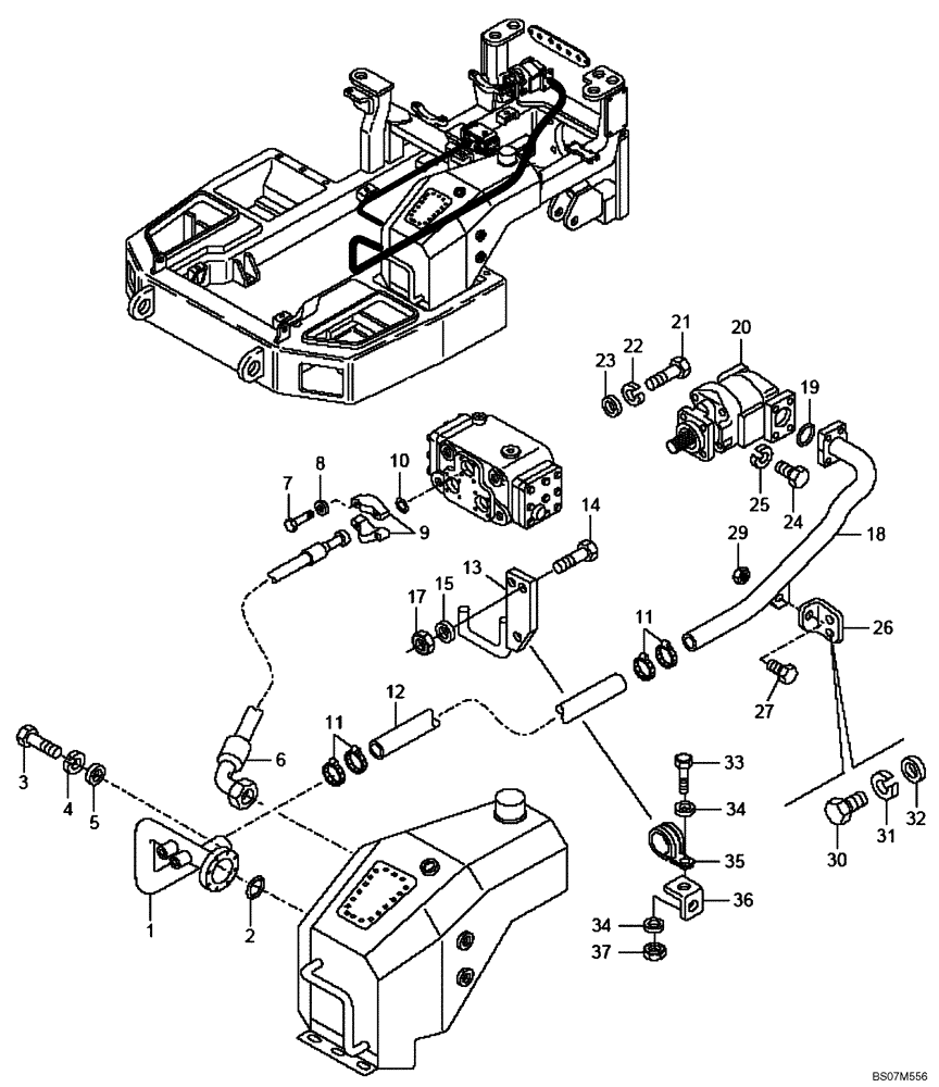 Схема запчастей Case 325 - (3.413/1[05B]) - POWER STEERING - HYDRAULIC SYSTEM (87628704) (325 NA / PIN HHD000129 AND AFTER) (09) - Implement / Hydraulics / Frame / Brakes