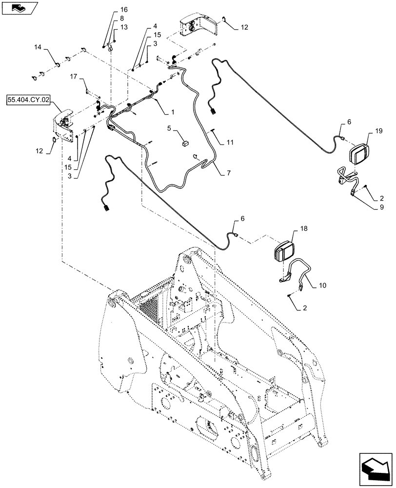 Схема запчастей Case TR270 - (55.404.AL[07]) - ROAD LIGHTS, EU ONLY (55) - ELECTRICAL SYSTEMS