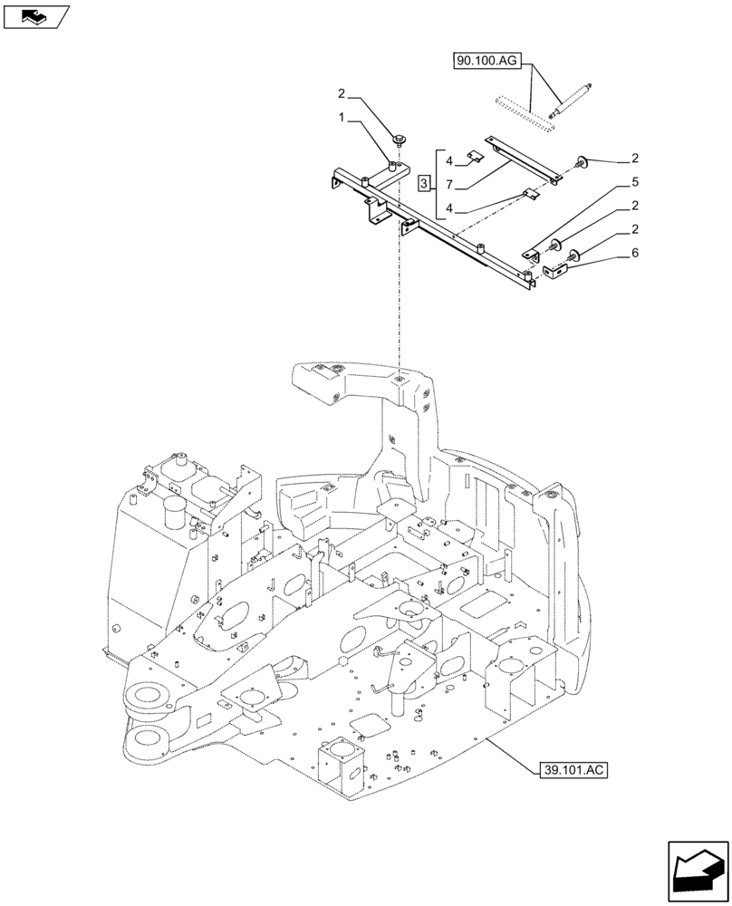 Схема запчастей Case CX80C - (90.102.AD[01]) - HOOD SUPPORT (90) - PLATFORM, CAB, BODYWORK AND DECALS