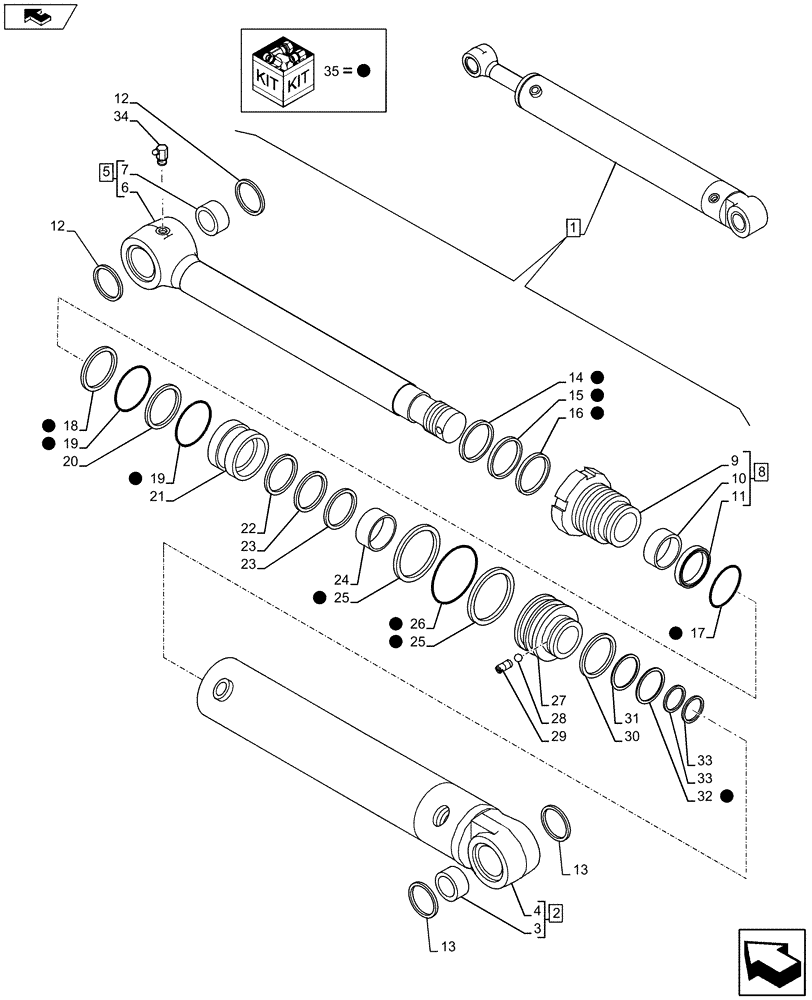 Схема запчастей Case CX80C - (35.737.AA[01]) - VAR - 481858 - DIPPER/ARM CYLINDER (35) - HYDRAULIC SYSTEMS