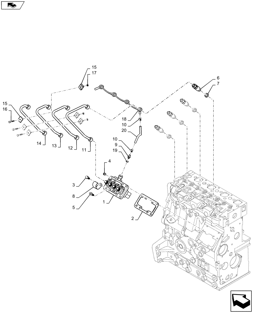 Схема запчастей Case SR130 - (10.218.AE) - FUEL SYSTEM INJECTOR (10) - ENGINE