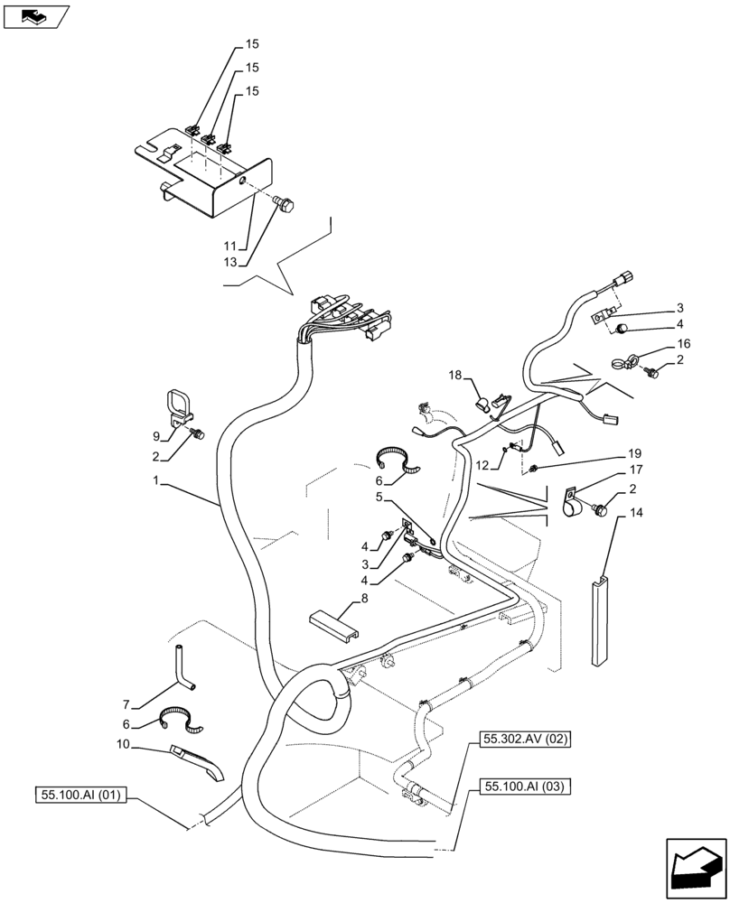 Схема запчастей Case CX80C - (55.100.AI[02]) - CENTRAL WIRE HARNESS (55) - ELECTRICAL SYSTEMS