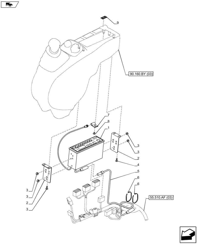 Схема запчастей Case CX75C SR - (55.512.AA[03]) - VAR - 781833 - CAB RADIO SET (55) - ELECTRICAL SYSTEMS