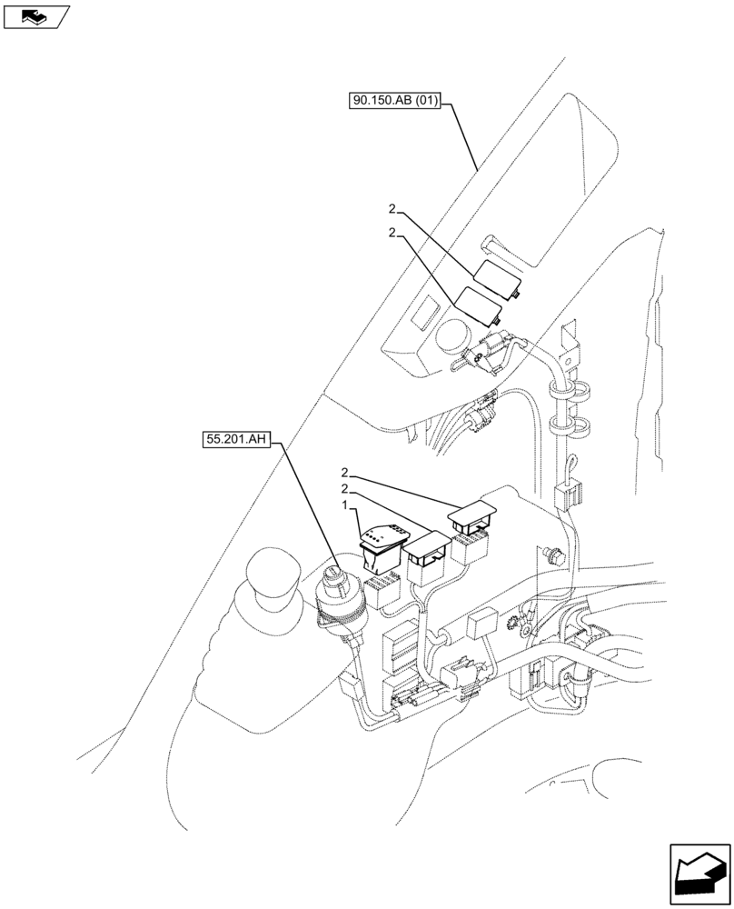 Схема запчастей Case CX80C - (55.512.BG[04]) - SWITCH PANEL (55) - ELECTRICAL SYSTEMS