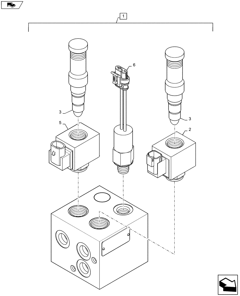 Схема запчастей Case SR130 - (35.353.AC[02]) - BRAKE VALVE, E-H CONTROLS (35) - HYDRAULIC SYSTEMS