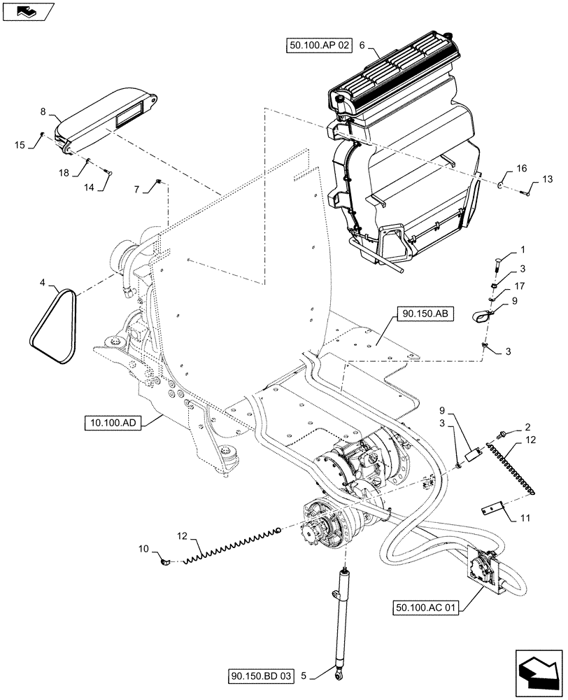 Схема запчастей Case SV185 - (50.100.AC[02]) - HEATING SYSTEM, MEDIUM FRAME (50) - CAB CLIMATE CONTROL