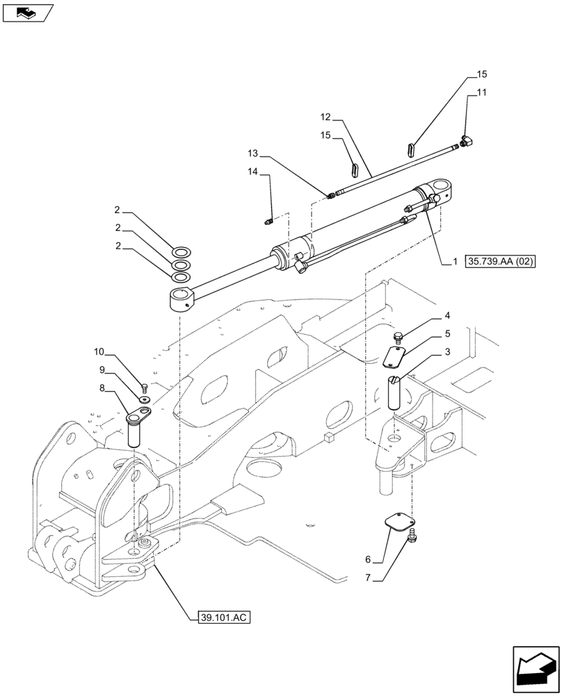 Схема запчастей Case CX80C - (35.739.AA[01]) - SWING CYLINDER (35) - HYDRAULIC SYSTEMS