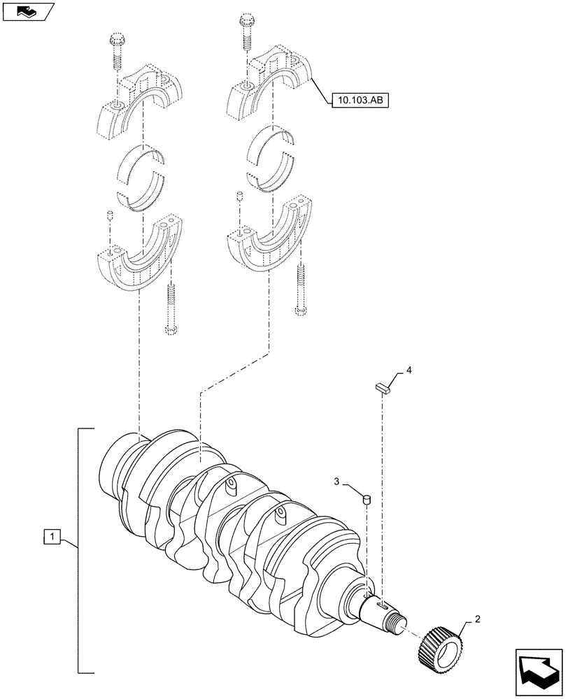 Схема запчастей Case SR160 - (10.103.AA) - CRANKSHAFT (10) - ENGINE