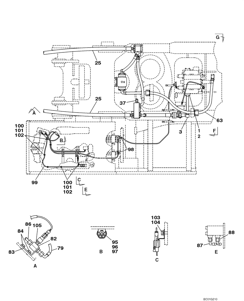 Схема запчастей Case CX800 - (08-42) - HYDRAULICS - SINGLE ACTING CIRCUIT/HAMMER (08) - HYDRAULICS