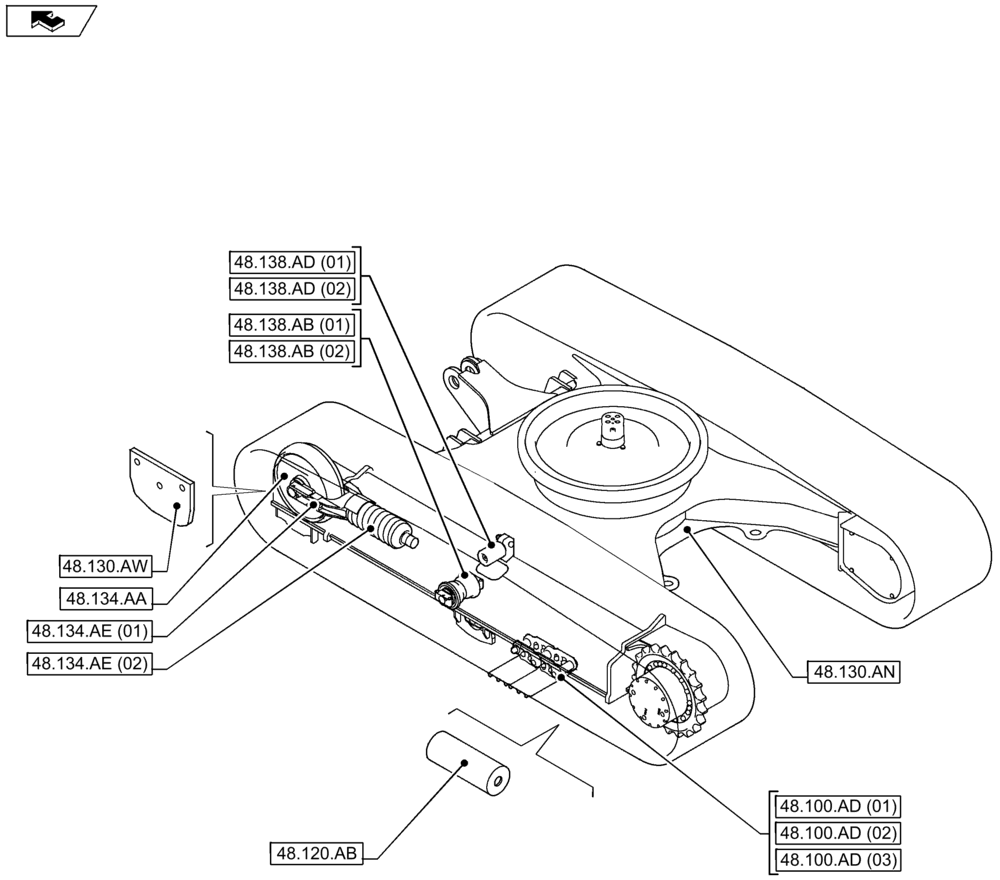 Схема запчастей Case CX80C - (48.000.00) - SECTION INDEX - TRACKS AND TRACK SUSPENSION (48) - TRACKS & TRACK SUSPENSION