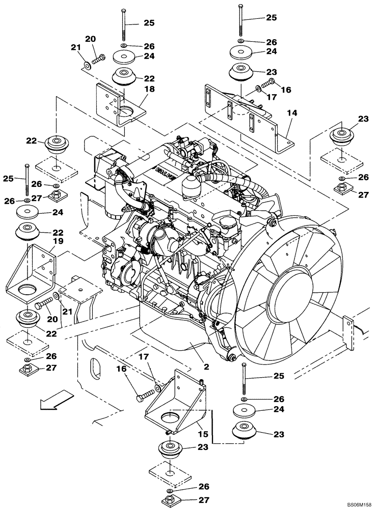 Схема запчастей Case CX290B - (02-01) - ENGINE MOUNTING (02) - ENGINE