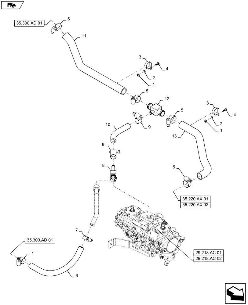 Схема запчастей Case SR175 - (29.204.AB[02]) - HYDROSTATIC PUMP, SUPPLY LINES, MECHANICAL CONTROLS (29) - HYDROSTATIC DRIVE