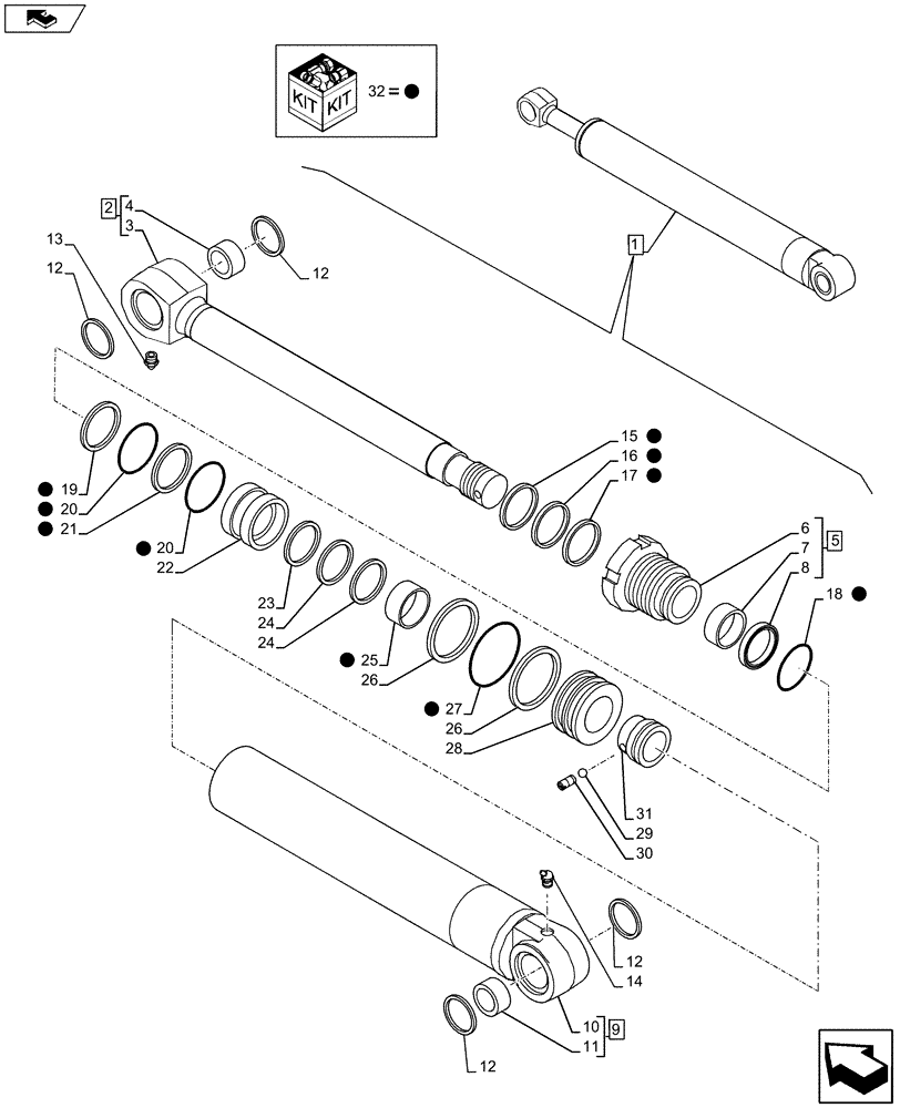 Схема запчастей Case CX80C - (35.736.AA[04]) - VAR - 481064 - BOOM CYLINDER (35) - HYDRAULIC SYSTEMS