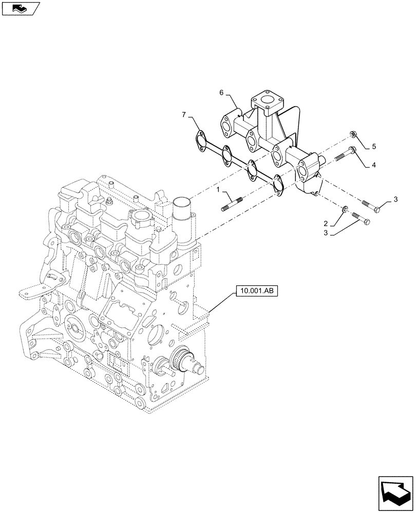 Схема запчастей Case SR160 - (10.254.AC) - EXHAUST MANIFOLD (10) - ENGINE